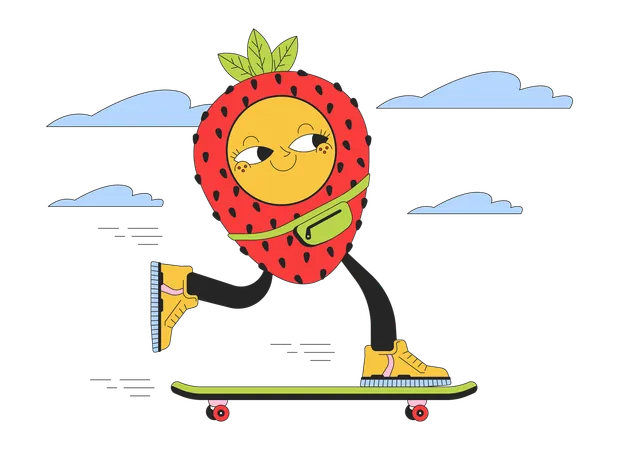 Strawberry skateboard  Illustration