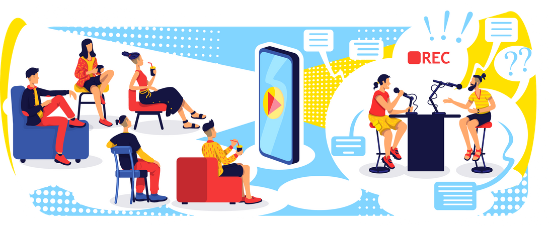Streaming de vídeo com smartphone  Ilustração