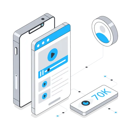 Diffusion en continu mobile  Illustration