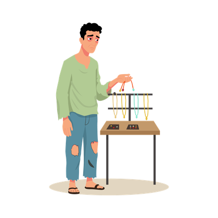 Street artificial jewellery seller  Illustration