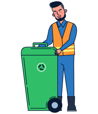 Street cleaner gathering recycle garbage Illustration