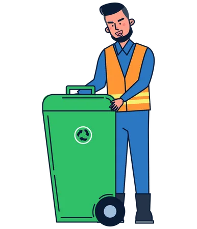 Street cleaner gathering recycle garbage  Illustration