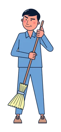 Street cleaner worker Illustration