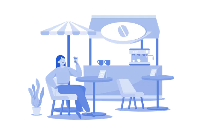 Street Coffee Stall Illustration Concept On A White Background Illustration