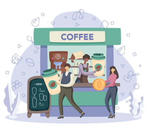 Street coffee stall Illustration