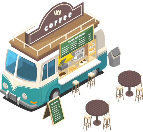 Street Coffee Truck  Illustration