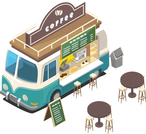 Street Coffee Truck  Illustration