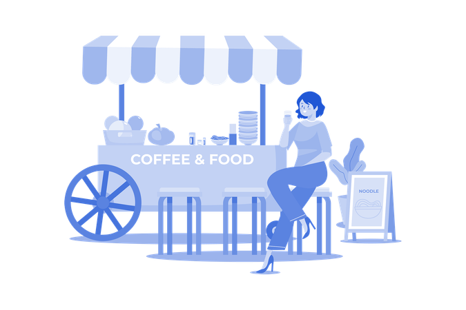 Café de comida de rua  Ilustração