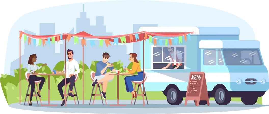 Street food cafe  Illustration