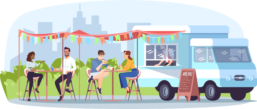 Street food cafe  Illustration