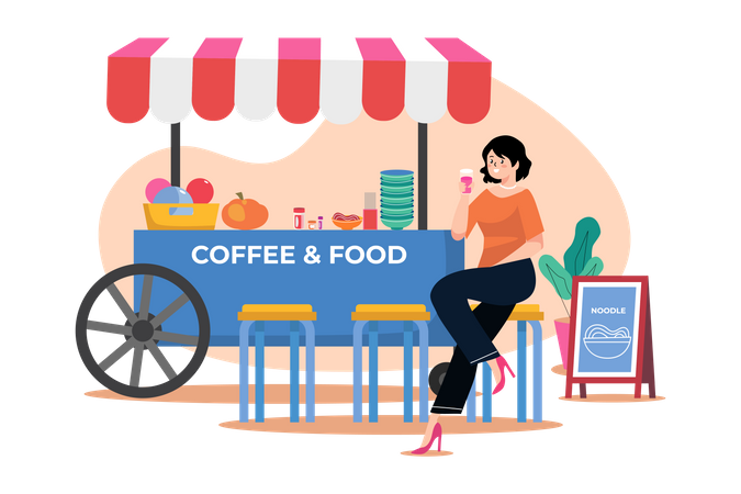 Street food cafe  Illustration