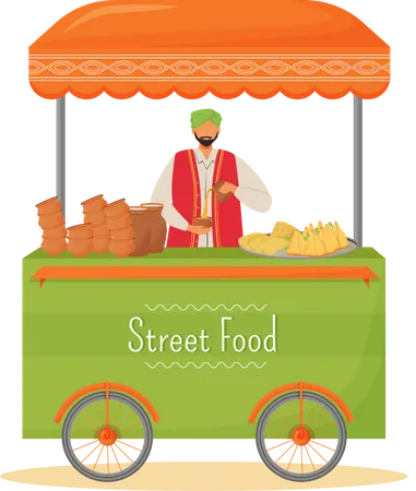 Street food seller Illustration