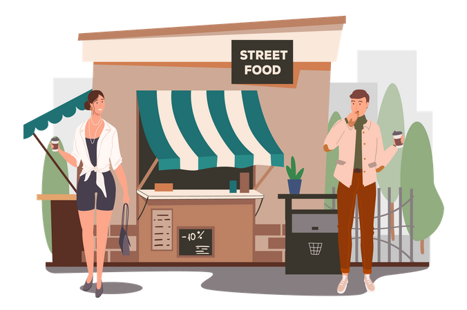 Street Food Shop  Illustration