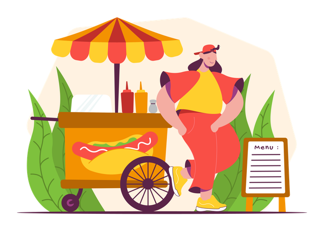 Street Food Shop  Illustration