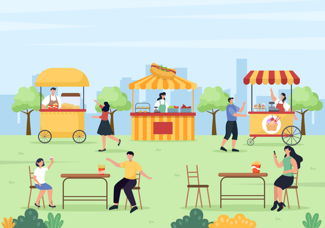 Street Food stalls  Illustration