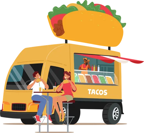 Street mexican food truck  Illustration