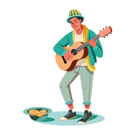 Street Performer working for noble cause  Illustration