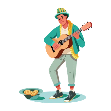 Street Performer working for noble cause  Illustration