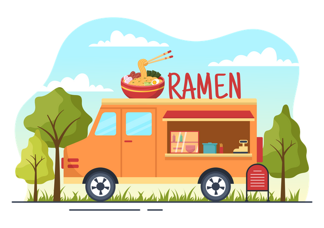 Street Ramen Food Truck  Illustration