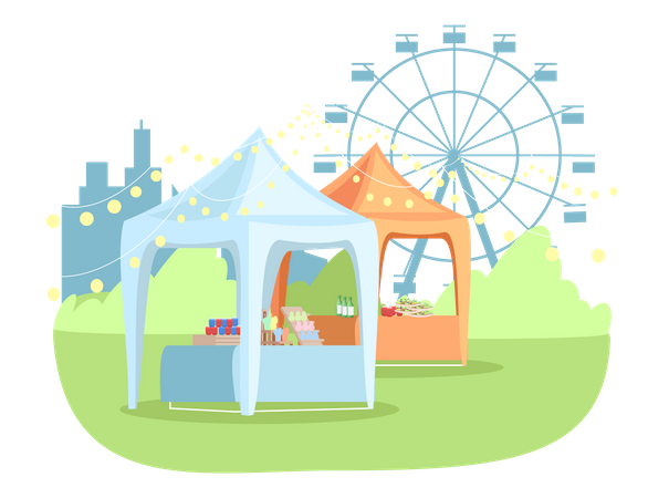 Street stands in park  Illustration