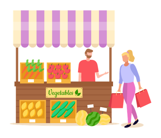 Street vegetable vendor  Illustration