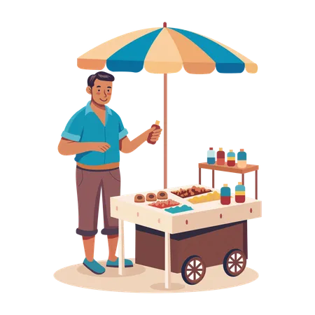 Street Vendor selling juices  Illustration