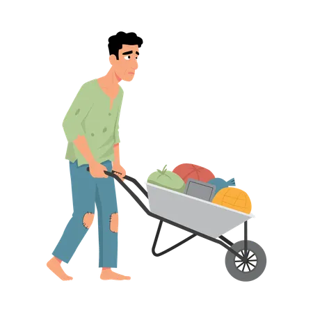 Street Vendor with Cart  Illustration