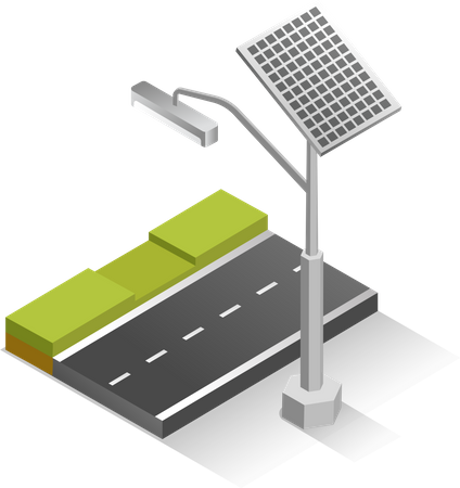 Streetlights running via solar energy Illustration