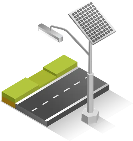 Streetlights running via solar energy  Illustration