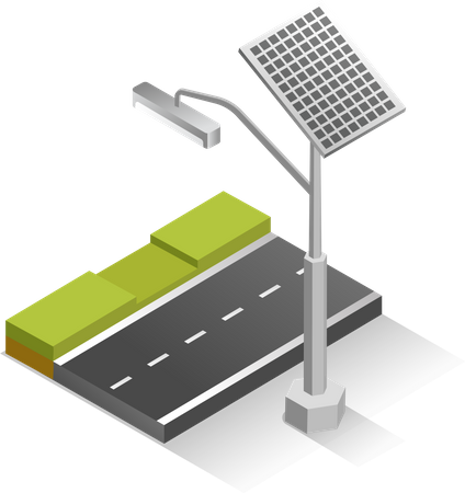 Streetlights running via solar energy  Illustration