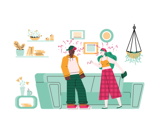 Streit und Familienkonflikte zwischen multiethnischen Paaren  Illustration