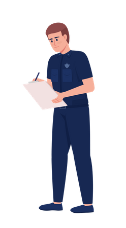Strenger Polizist schreibt Strafe aus  Illustration