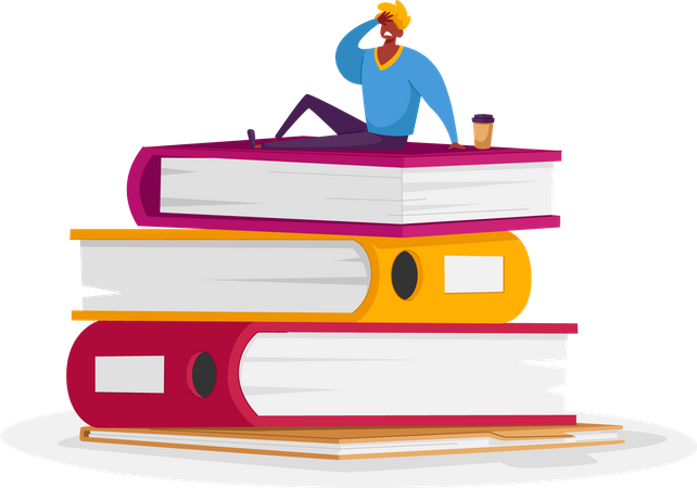 Stress employee due to paperwork load  Illustration