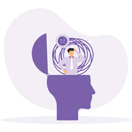 Stress load due to overwork mental problems and anxiety  Illustration