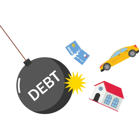 Stress Wallet Carrying Debt Burden Debt And Tax Financial Problems Savings In The Bank Destroy The Future Vector Illustration Design Concept In Flat Style Illustration
