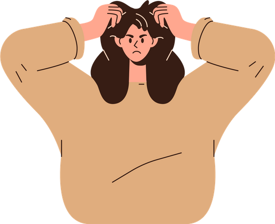 Stressed angry young woman  イラスト