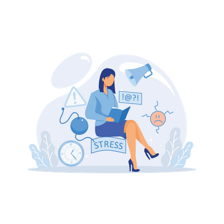 Stressed business woman  Illustration