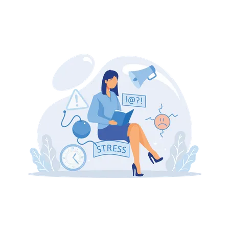 Stressed business woman  Illustration