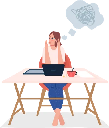 Stressed Employee Semi Flat Color Vector Character Sitting Figure Full Body Person On White Office Worker Isolated Modern Cartoon Style Illustration For Graphic Design And Animation Illustration