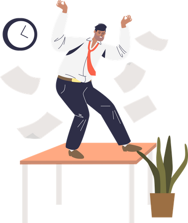 Stressed employee over incomplete tasks  Illustration