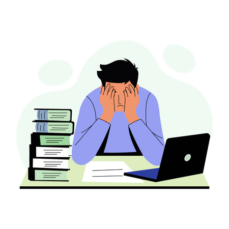 Stressed employee with workload  Illustration