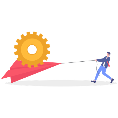 Stressed employee working on settings  Illustration