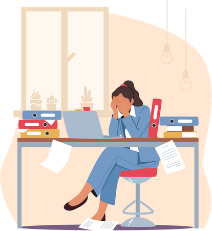 Stressed Exhausted Overloaded Worker Stress and Deadline Fatigue  Illustration