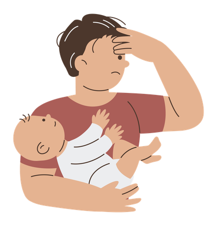 Stressed father with kid  Illustration