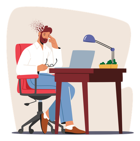 Stressed Man At Workplace  Illustration