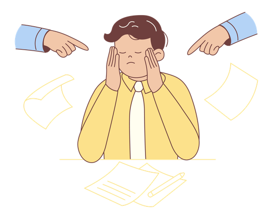 Stressed Man Blamed at Work  Illustration