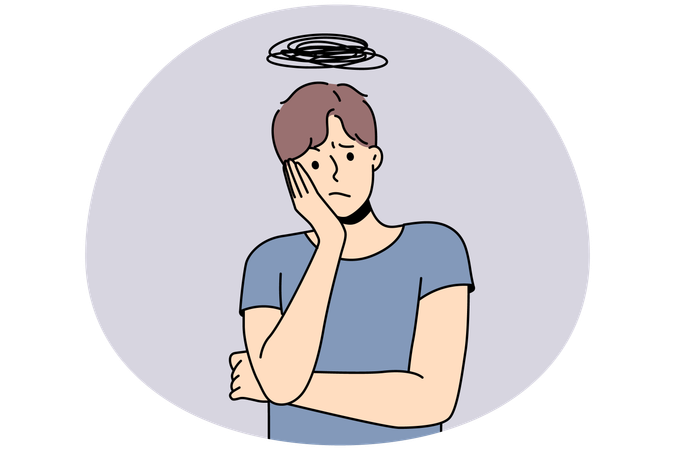 Stressed man feel frustrated with overthinking  Illustration