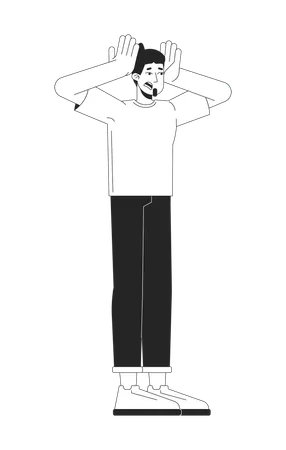 Stressed man squeezing head  Illustration