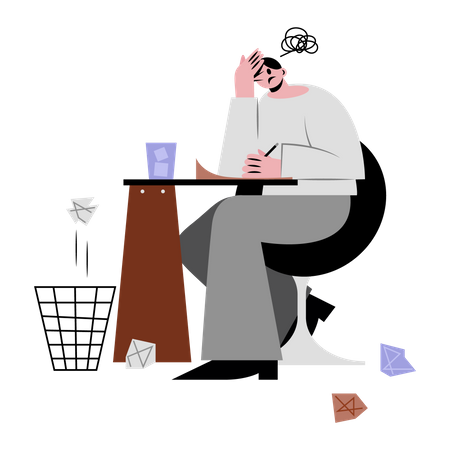 Stressed man working  Illustration