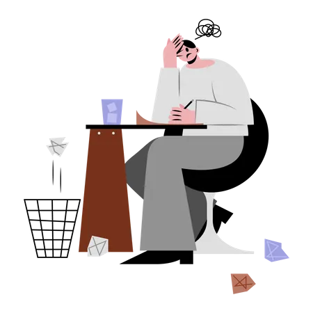 Stressed man working  Illustration